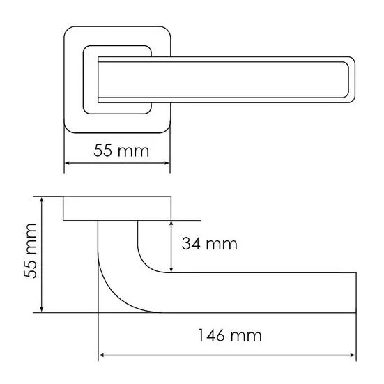 EON, door handle on square rosette MH-46 GR/CP-S55, colour - graphite/chrome image furniture World