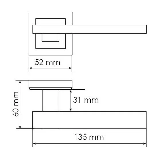 SHAPE, door handle MH-38 SN/BN-S, on square rosette, colour - white nickel/black nickel image buy in World