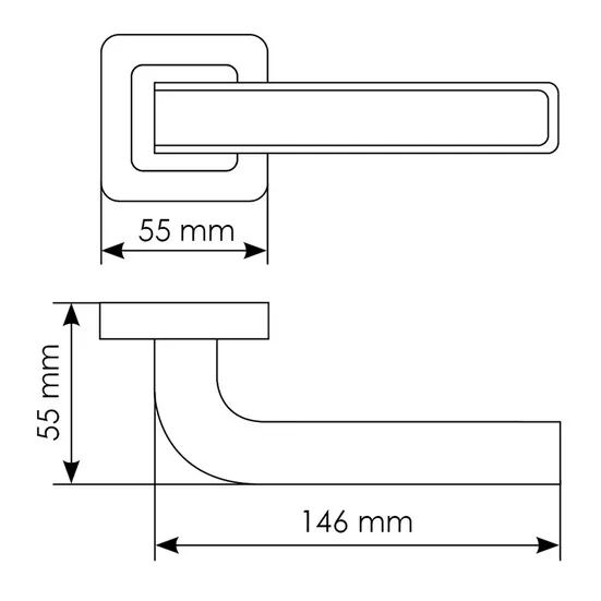 EON, door handle on square rosette MH-46 SC/CP-S55, colour - satin chrome/chrome image buy in World