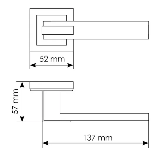 JURA, door handle on square rosette MH-43 SC/CP-S, colour - satin chrome/chrome image buy in World