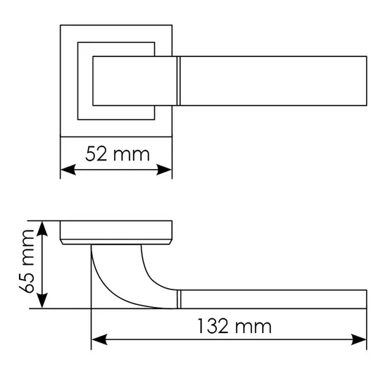 W, door handle MH-27 SC/CP-S, on square rosette, colour - satin chrome/chrome image furniture World