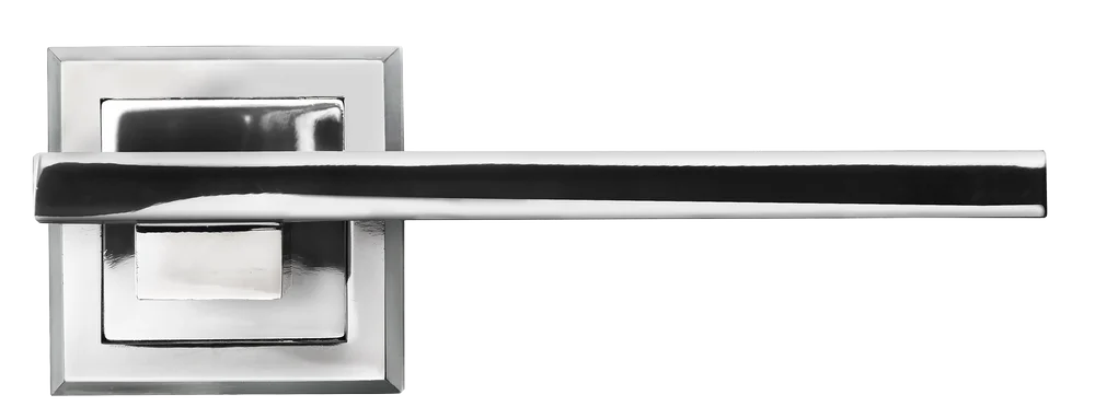 SHAPE, door handle MH-38 SC/CP-S, on square rosette, colour - satin chrome/chrome image buy in World