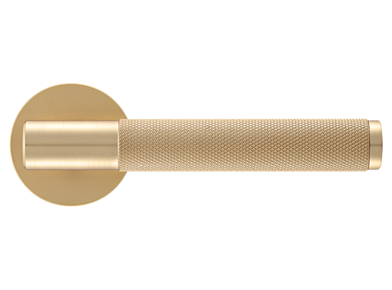 Door handle "AZRIELI" on a round socket of 6 mm, MH-57-R6T MSG, color - mat. satin gold image buy in World