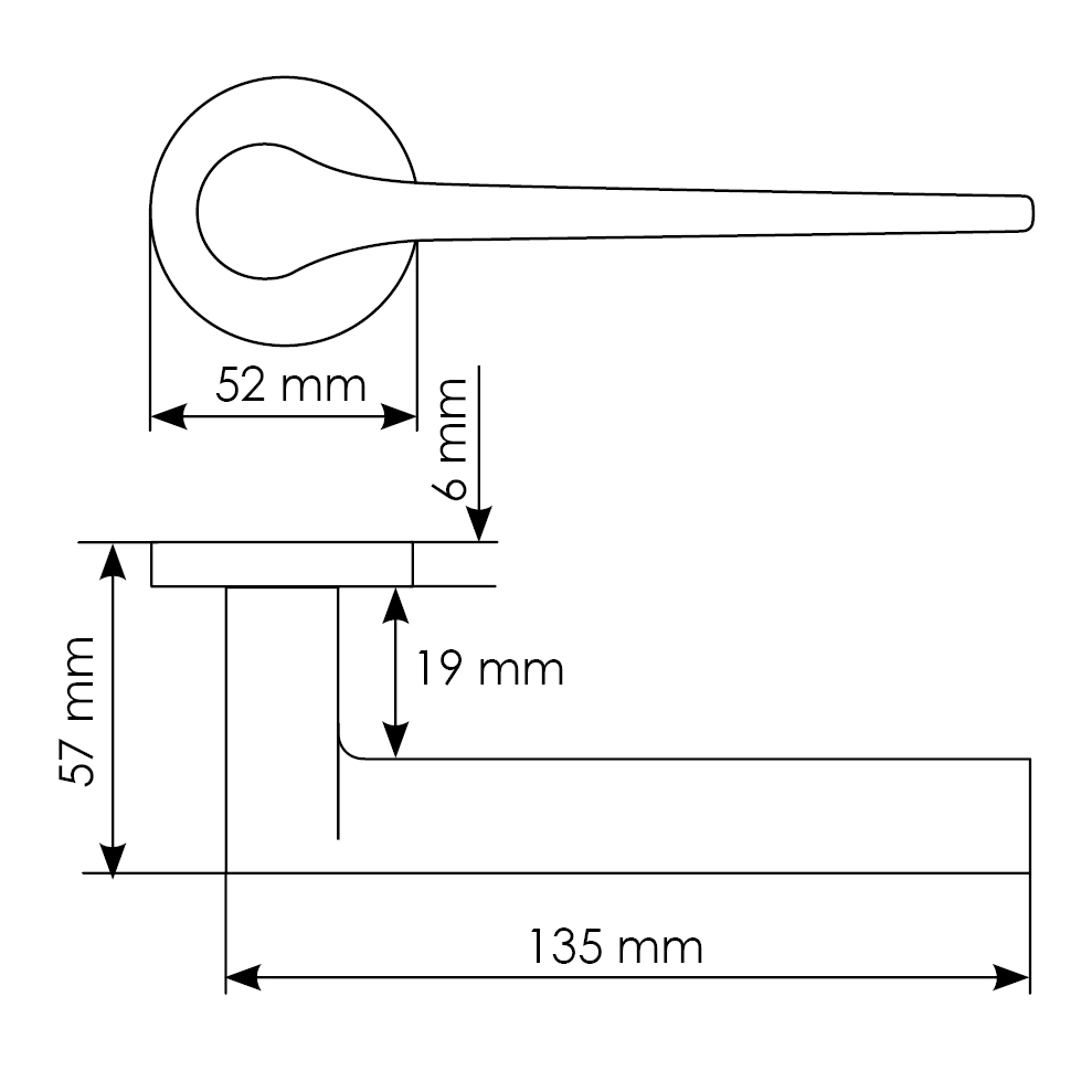 LAND door handle on round rosette 6mm, MH-60-R6 BL, colour - black image furniture World