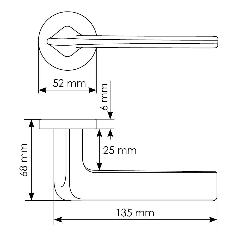 Door handle "OAKA"  on a round socket of 6 mm, MH-61-R6 BL, color - black image furniture World