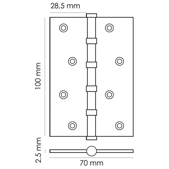 MS 100X70X2.5-4BB PC, universal steel hinge , chrome image buy in World