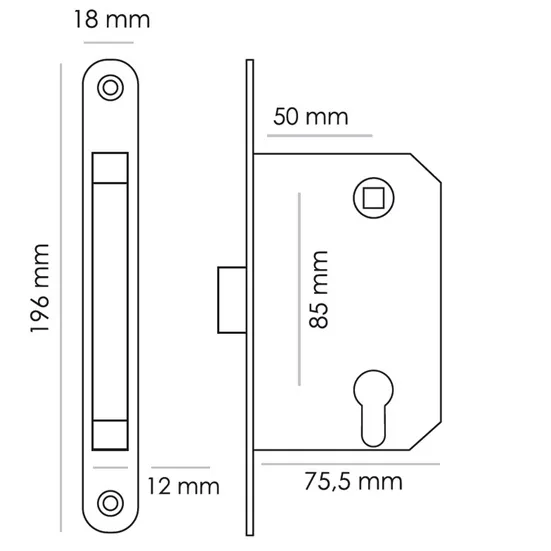 1885P BL, euro cylinder latch, colour - black image furniture World