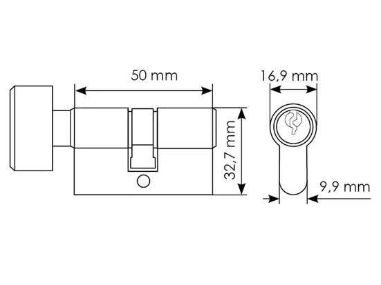 50CK PG, euro cylinder with WC knob (50 mm), colour - gold image buy in World