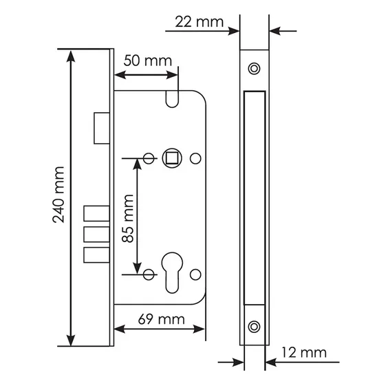 L03 PG, euro cylinder lock with three latches, colour - gold image buy in World