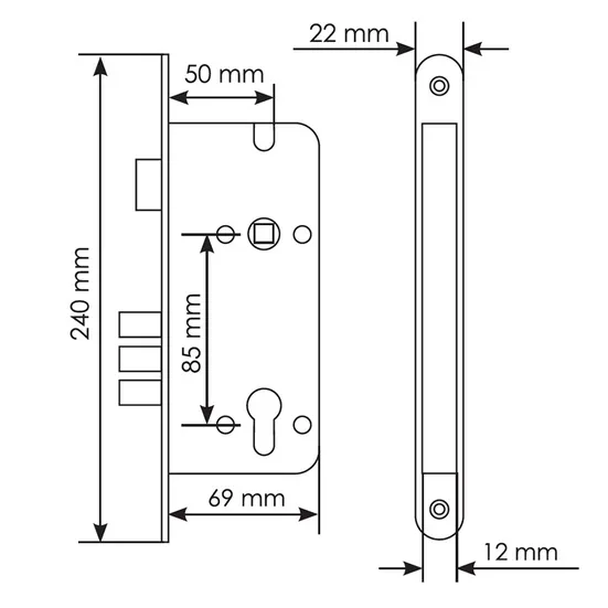 OL03 AB, euro cylinder lock with three latches, colour - antique bronze image buy in World