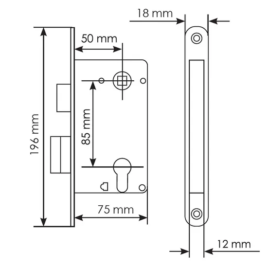 L1885 BL, euro cylinder lock with latch, colour - black image buy in World