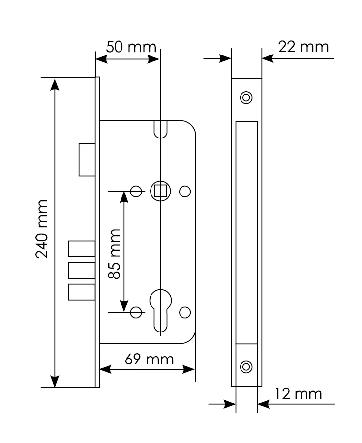 L03 AB, euro cylinder lock with three latches, colour - antique bronze image buy in World